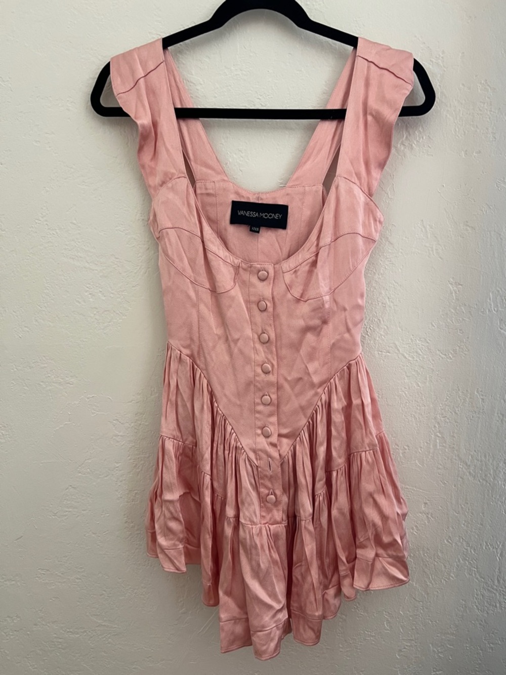 Vanessa Mooney Blush Pink Tiered Romper Dress XXS